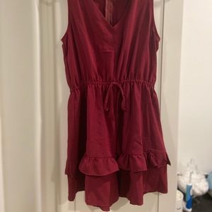 Wine ruffled romper